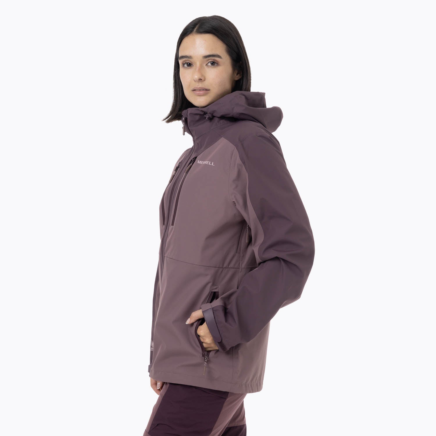 Impermeable Mujer Full Zipper Hardshell Morado Merrell