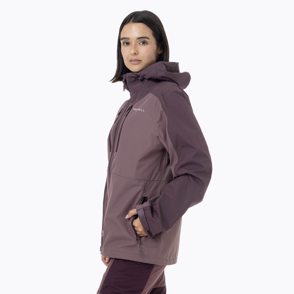 Impermeable Mujer Full Zipper Hardshell Morado Merrell