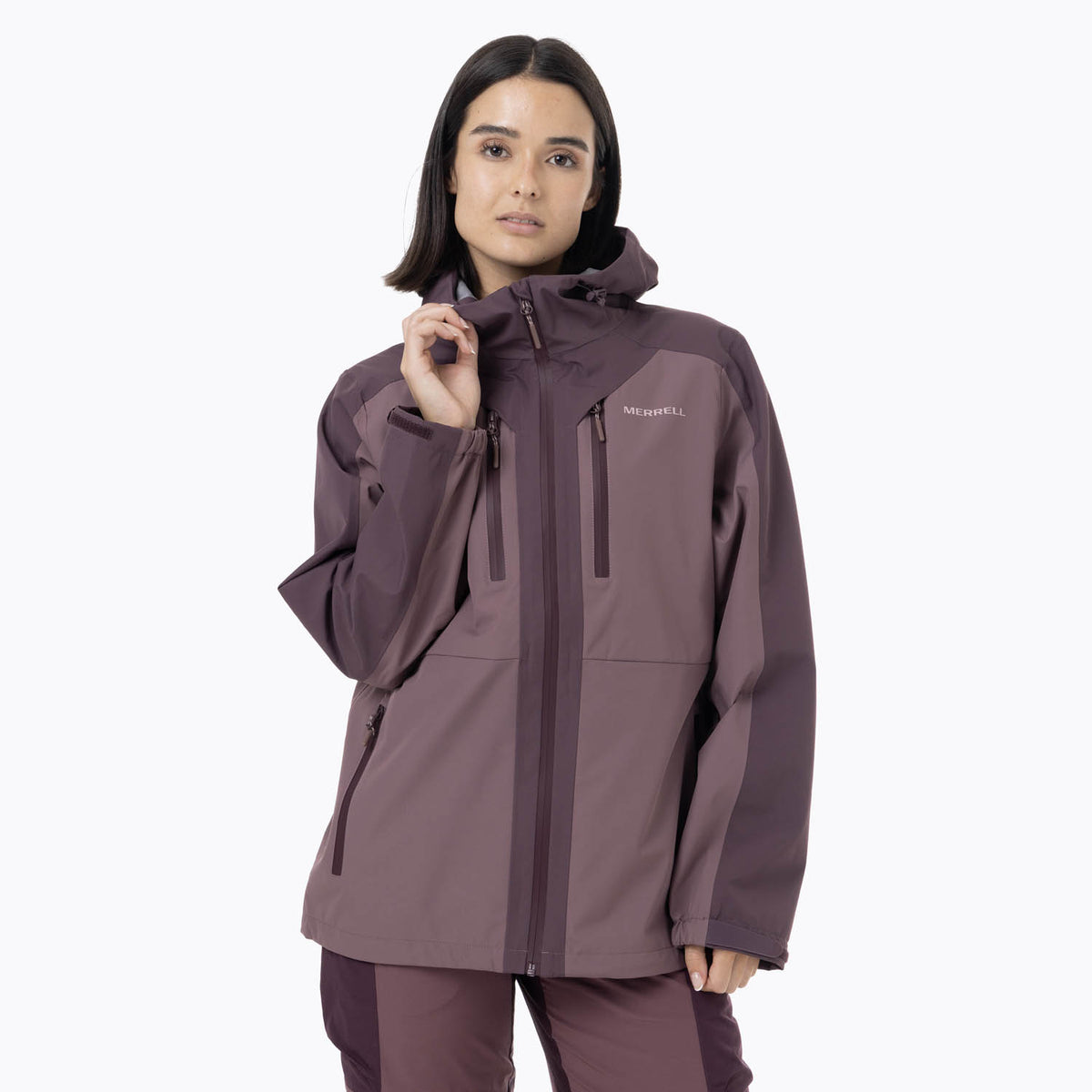 Impermeable Mujer Full Zipper Hardshell Morado Merrell