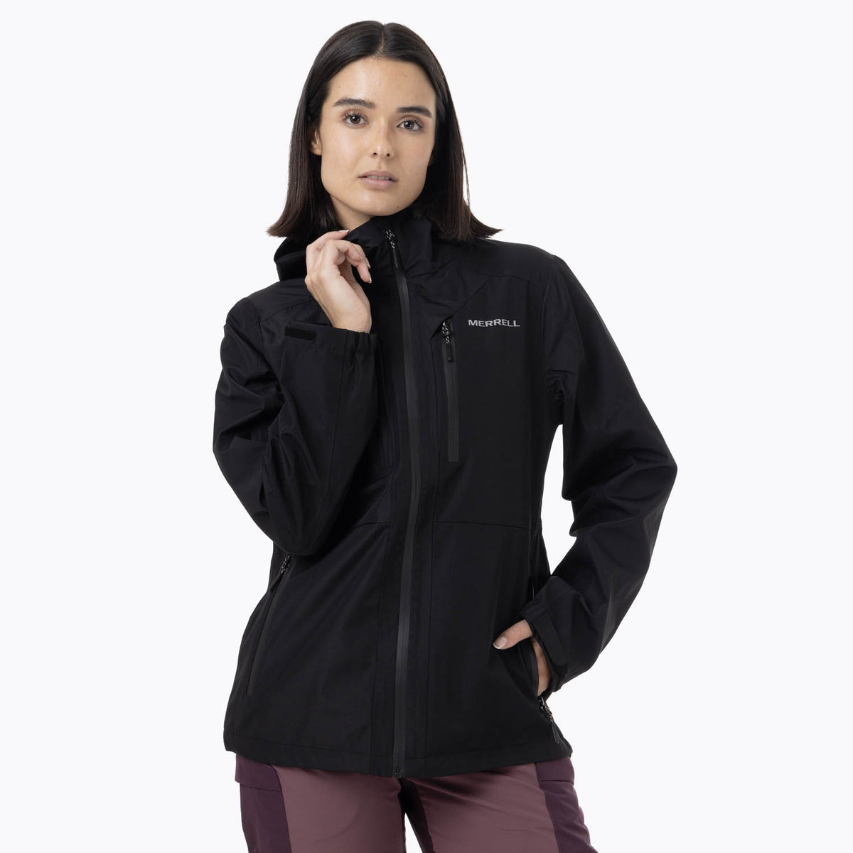 Impermeable Mujer Full Zipper Hardshell Negro Merrell