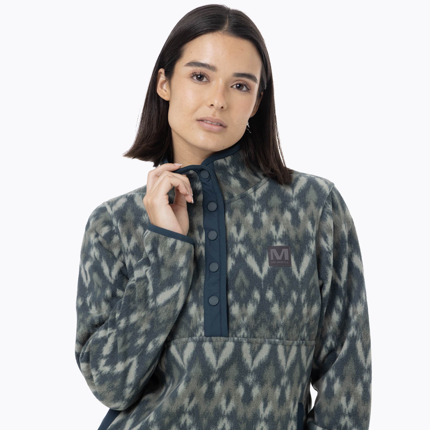 Polar Mujer Deches Full Print Snap Microfleece  Verde Merrell