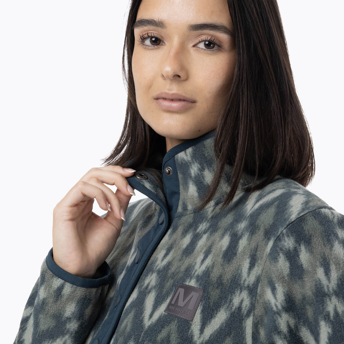 Polar Mujer Deches Full Print Snap Microfleece  Verde Merrell