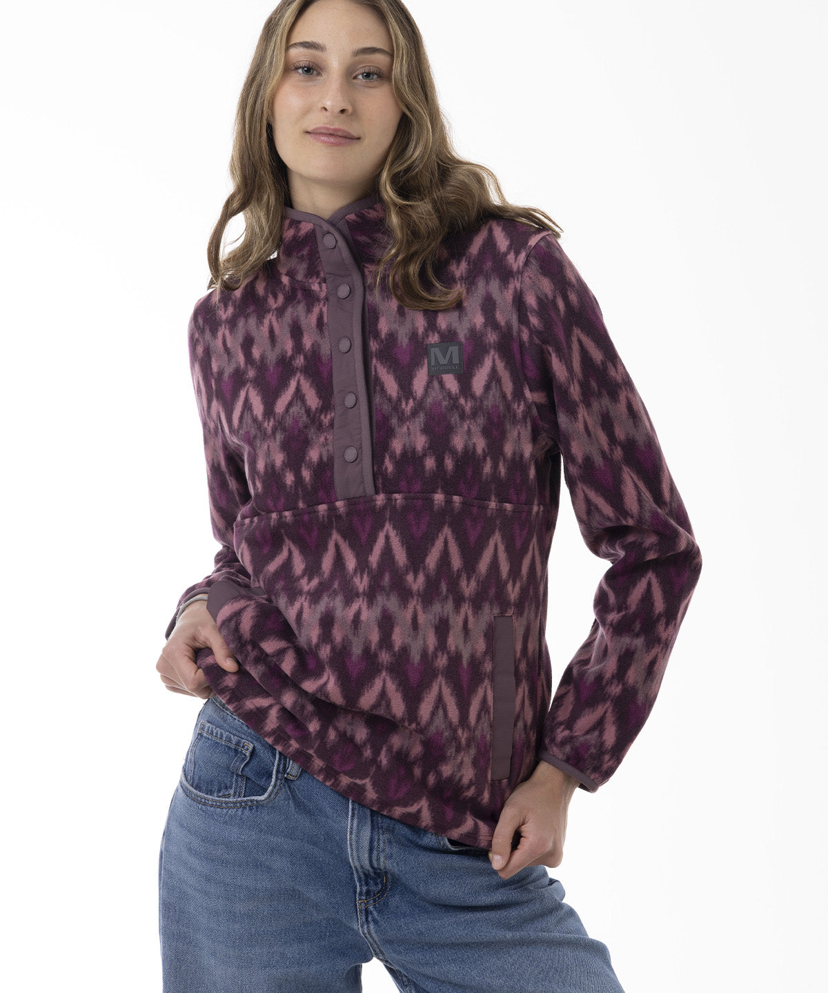 Polar Mujer Deches Full Print Snap Microfleece  Morado Merrell