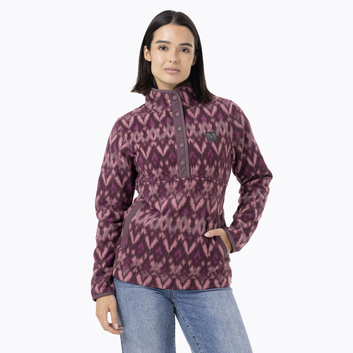 Polar Mujer Deches Full Print Snap Microfleece  Morado Merrell