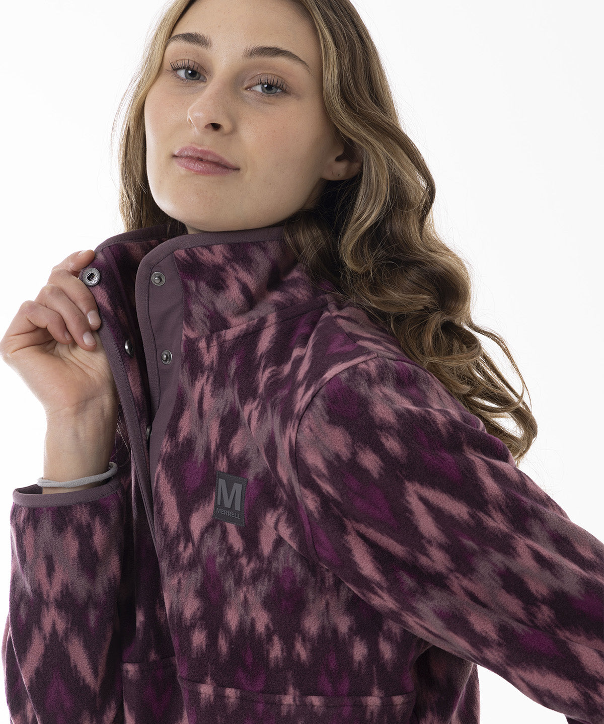 Polar Mujer Deches Full Print Snap Microfleece  Morado Merrell