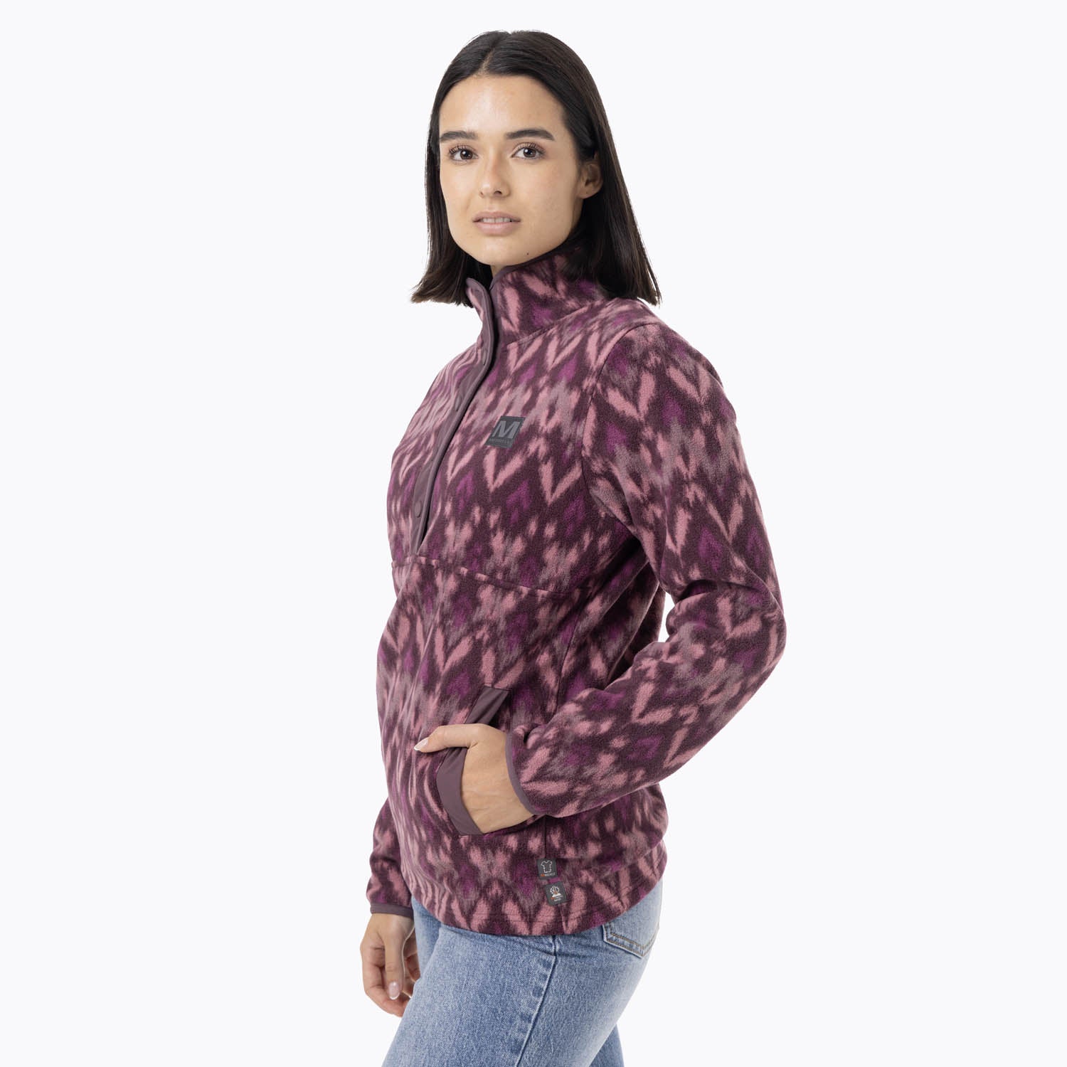 Polar Mujer Deches Full Print Snap Microfleece  Morado Merrell