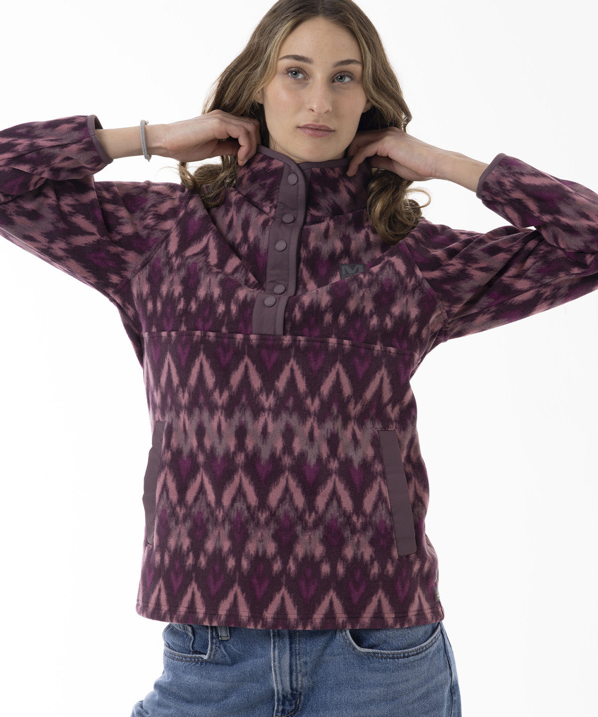 Polar Mujer Deches Full Print Snap Microfleece  Morado Merrell