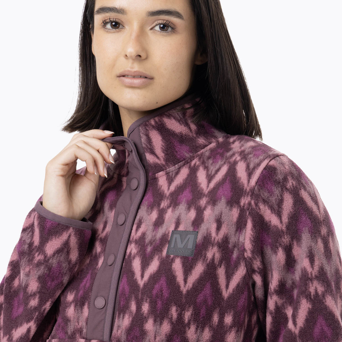 Polar Mujer Deches Full Print Snap Microfleece  Morado Merrell