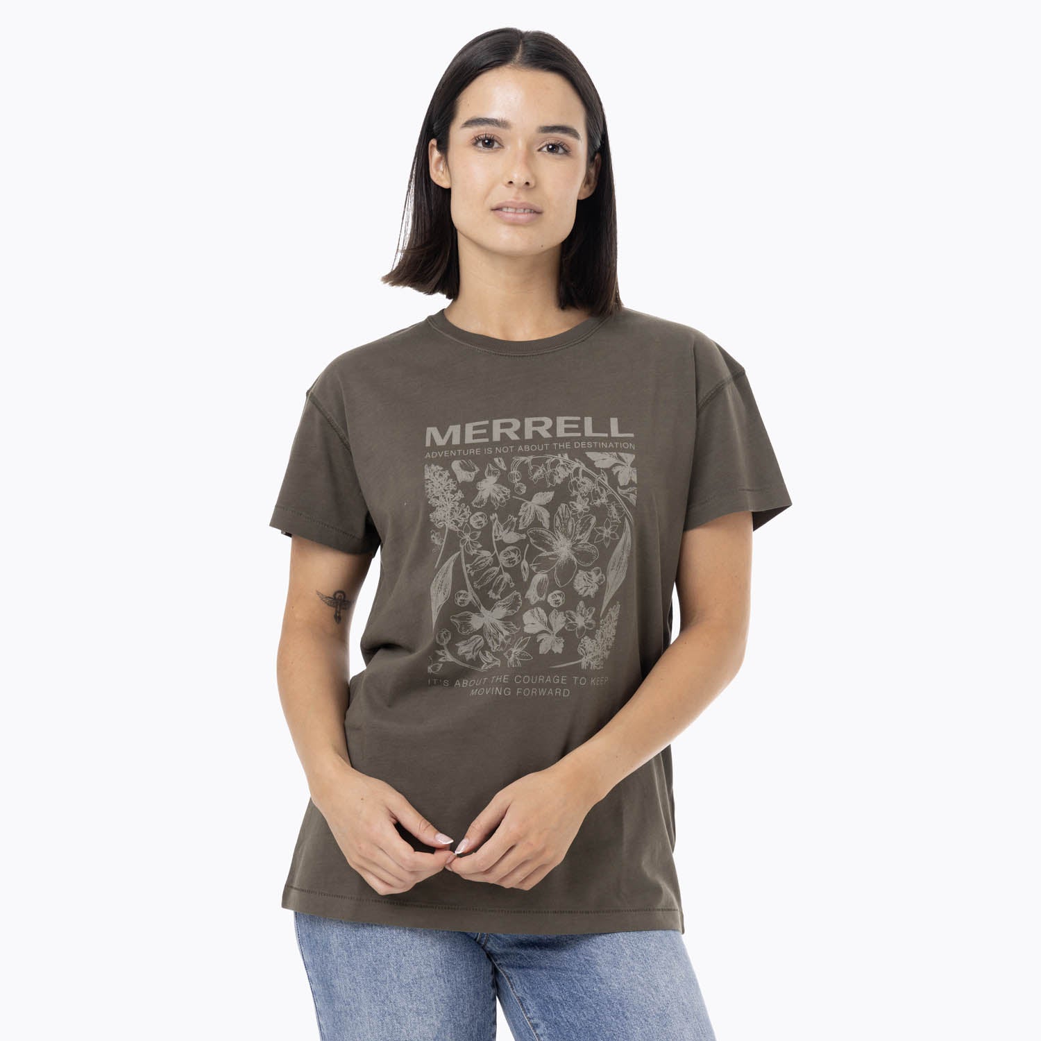 Polera Manga Corta Mujer Big Print Verde Merrell