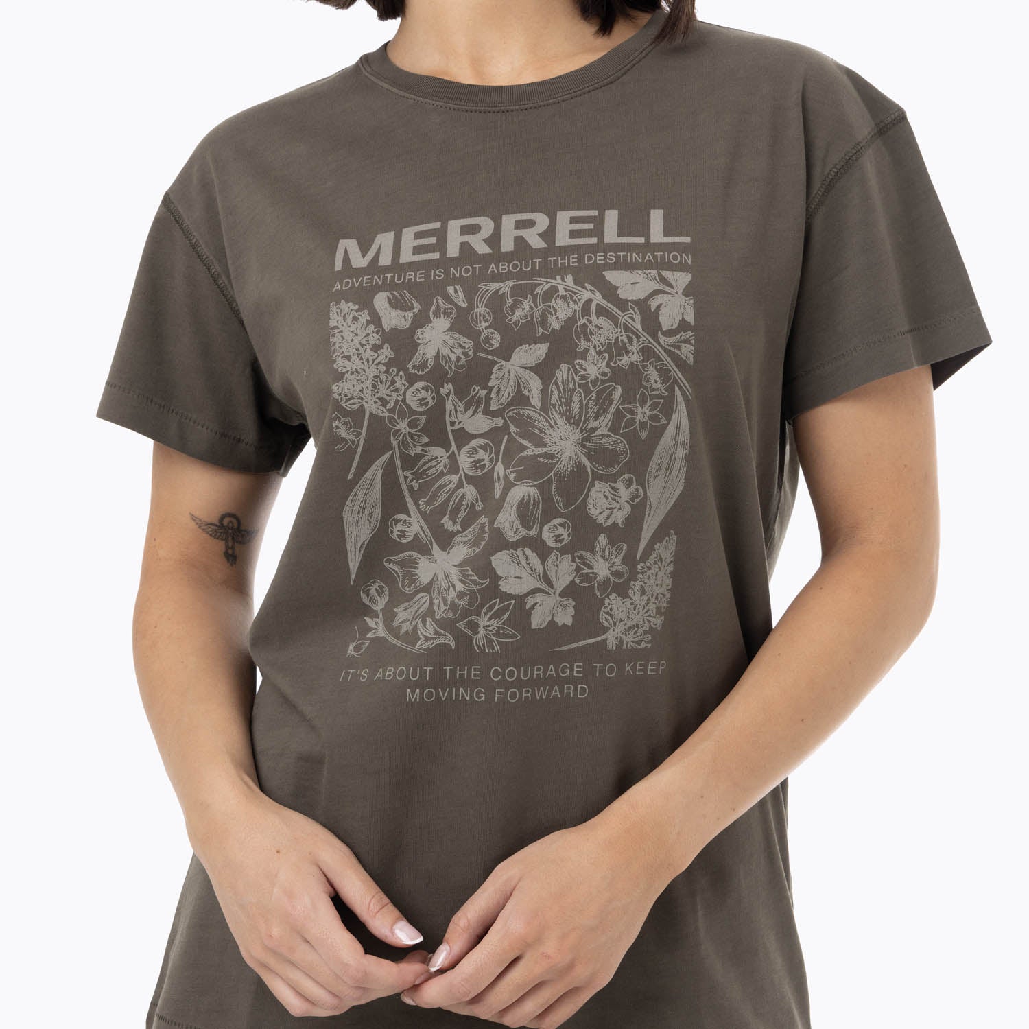 Polera Manga Corta Mujer Big Print Verde Merrell