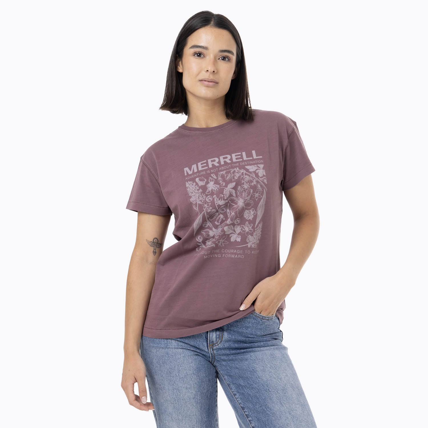 Polera Manga Corta Mujer Big Print Morado Merrell