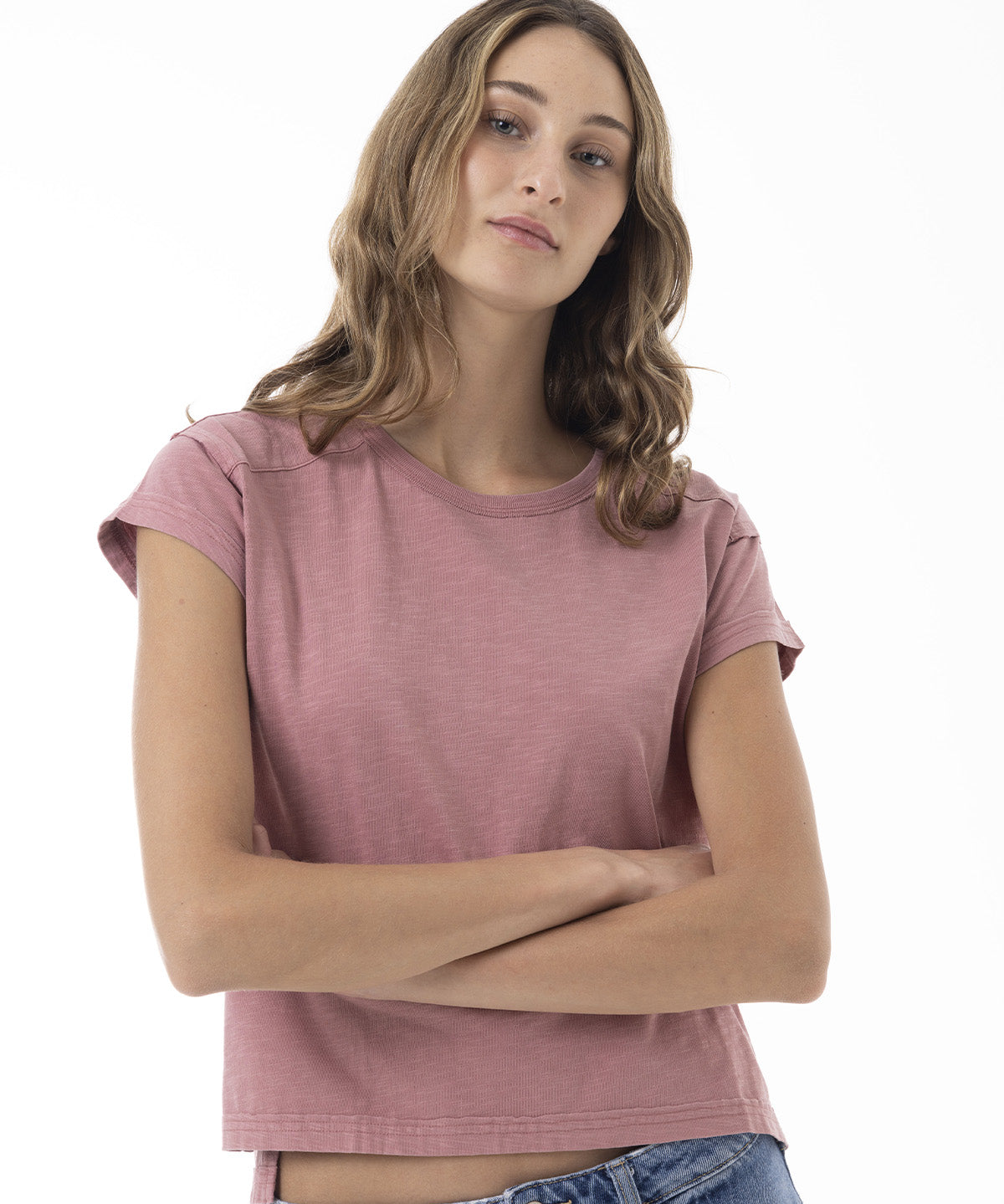 Polera Manga Corta Mujer Slub Rosado Merrell