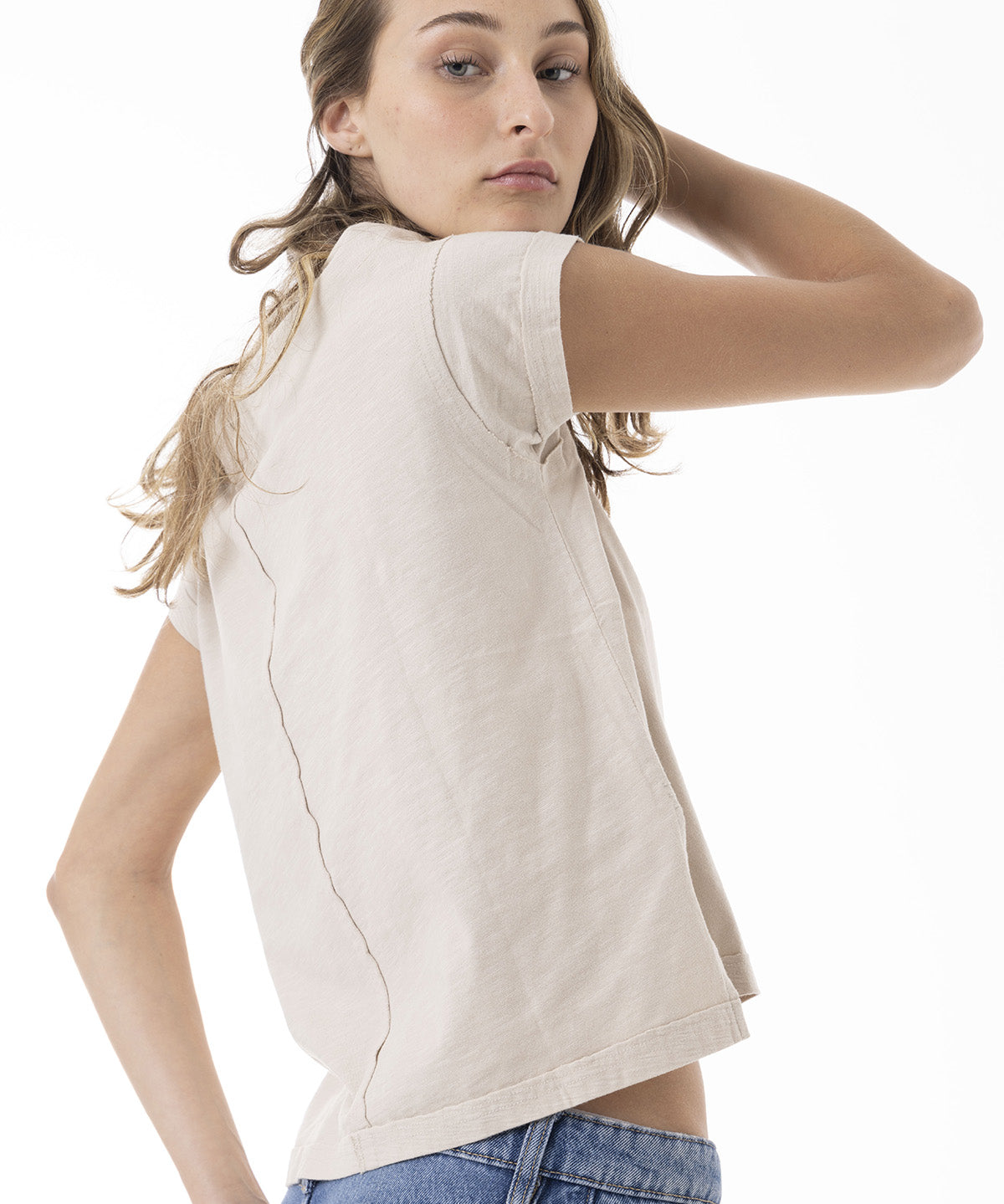 Polera Manga Corta Mujer Slub Beige Merrell