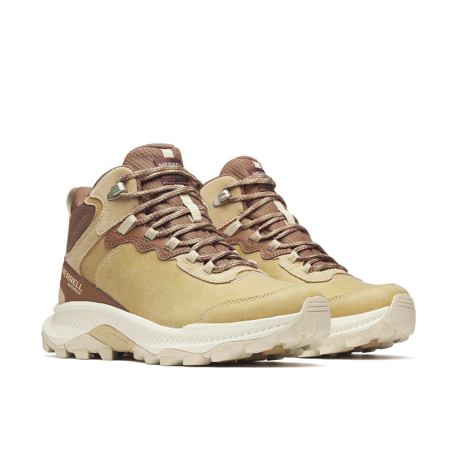 Botin Mujer Speed Strike 2 Leather Mid Waterproof Beige Merrell