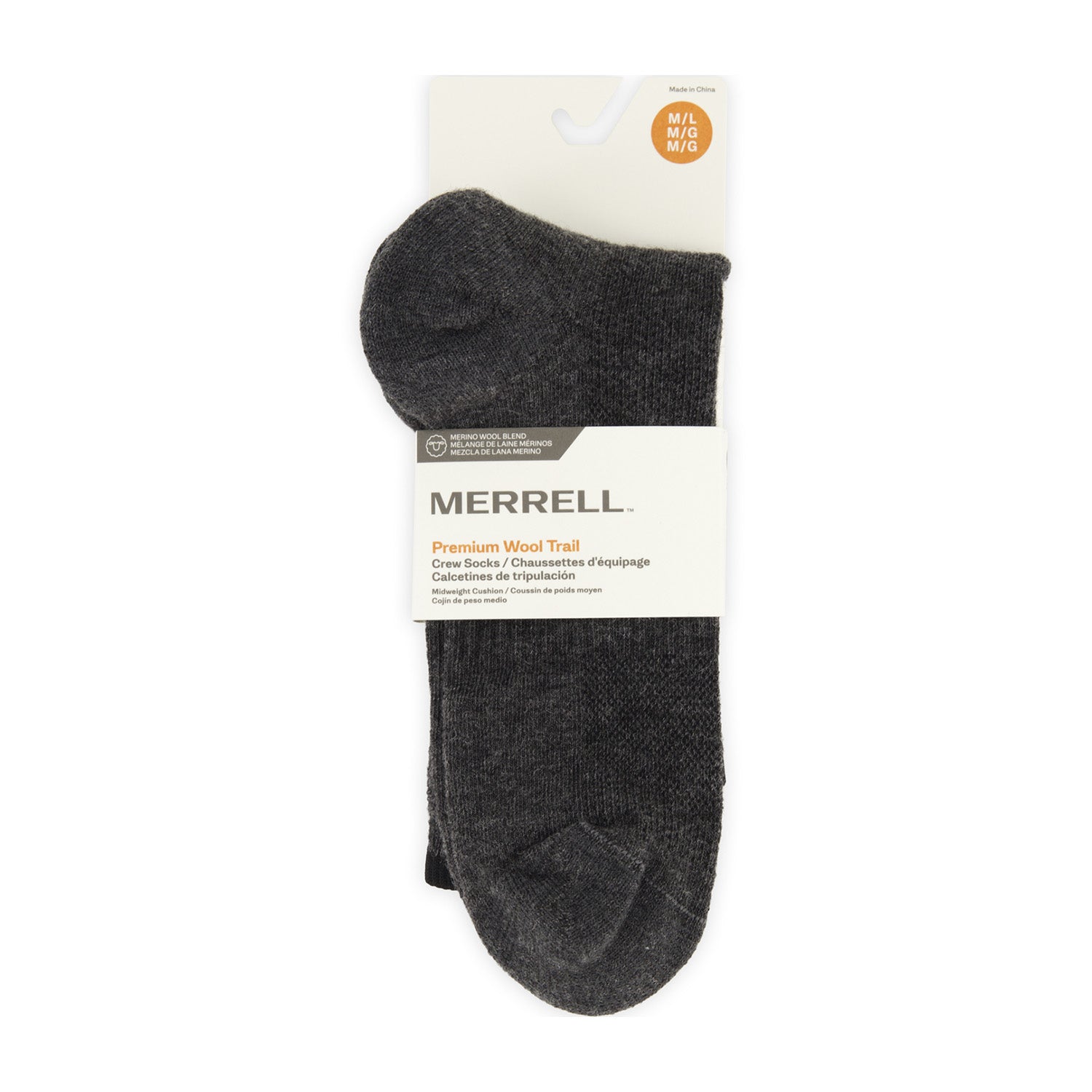 Calcetin Unisex Premium Wool Trail Crew Gris Merrell