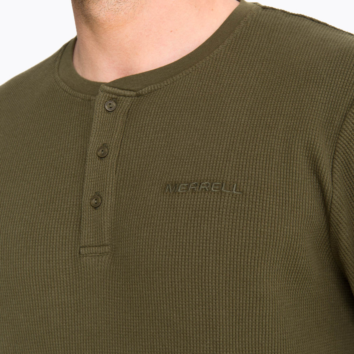 Polera Manga Larga Hombre Waffle Verde Oscuro Merrell