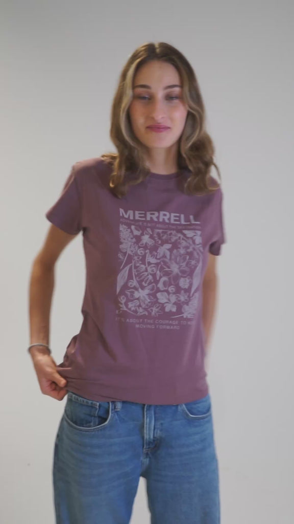 Polera Manga Corta Mujer Big Print Morado Merrell