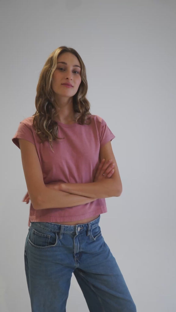 Polera Manga Corta Mujer Slub Rosado Merrell