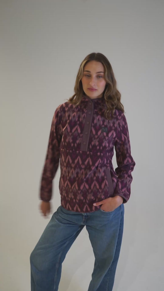 Polar Mujer Deches Full Print Snap Microfleece  Morado Merrell